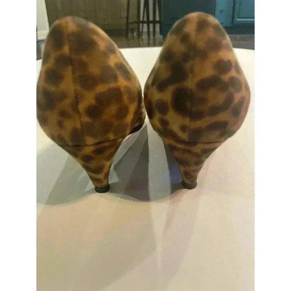 YSL Yves Saint Laurent Leopard Kitten Heels Pumps 36.5 6.5 Charlotte Black Tan - Picture 8 of 13